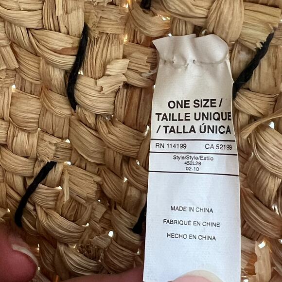 ROXY Straw Oversize Tote Bag With Double Handles Tie Closure - Picture 6 of 14